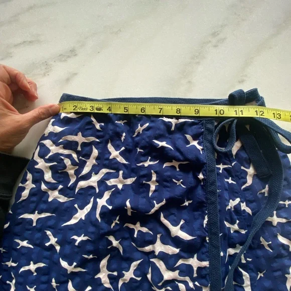 Vintage 60s 70s Blue and White reversible Bird Print Wrap Skirt - Picture 3 of 5